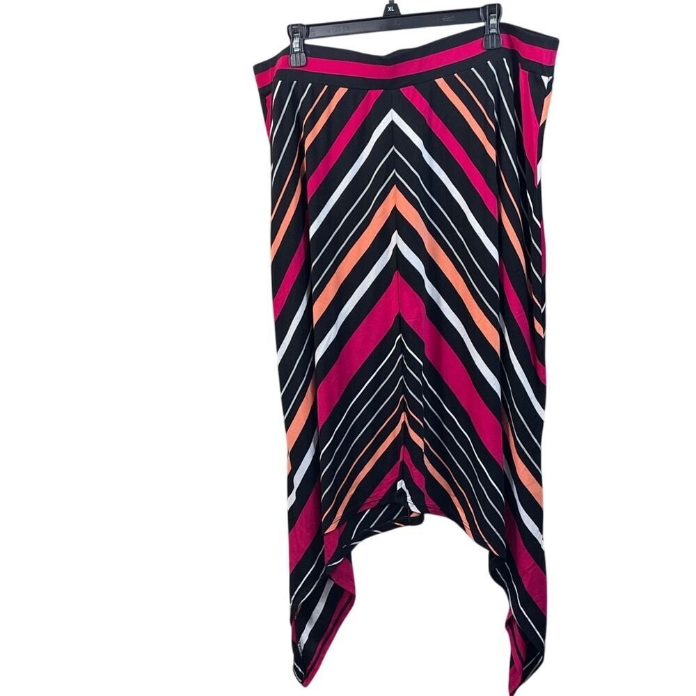 Faded Glory Asymmetrical Chevron Skirt - Pink, Black, Orange size‎ 2X